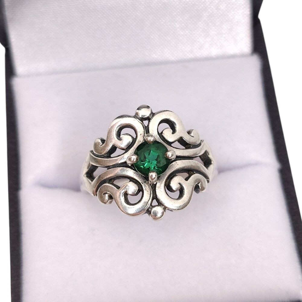 James Avery Spanish Lace Birthstone Ring 925 Sterling Silver Lab Created Emerald
